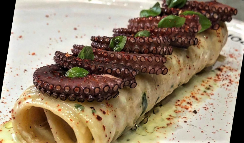 fettuccine con polpo octopus